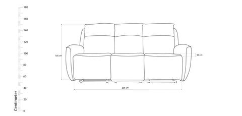 Sofa Three Seater with Manual Function WHITE - RR5602AF